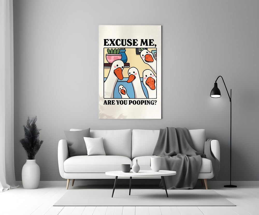 Absurd-humor glass print bringing wit to a teen's bedroom
