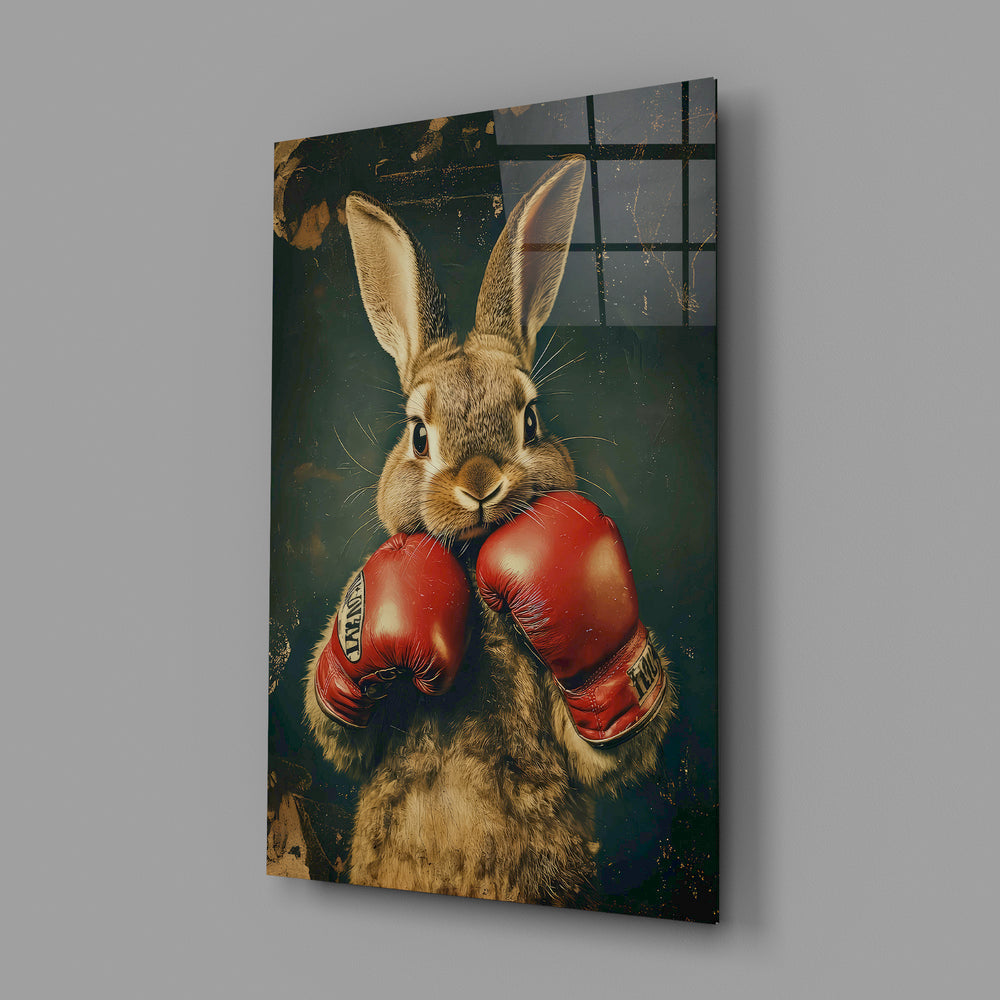 Animal-pugilist panel anchoring a man-cave wall