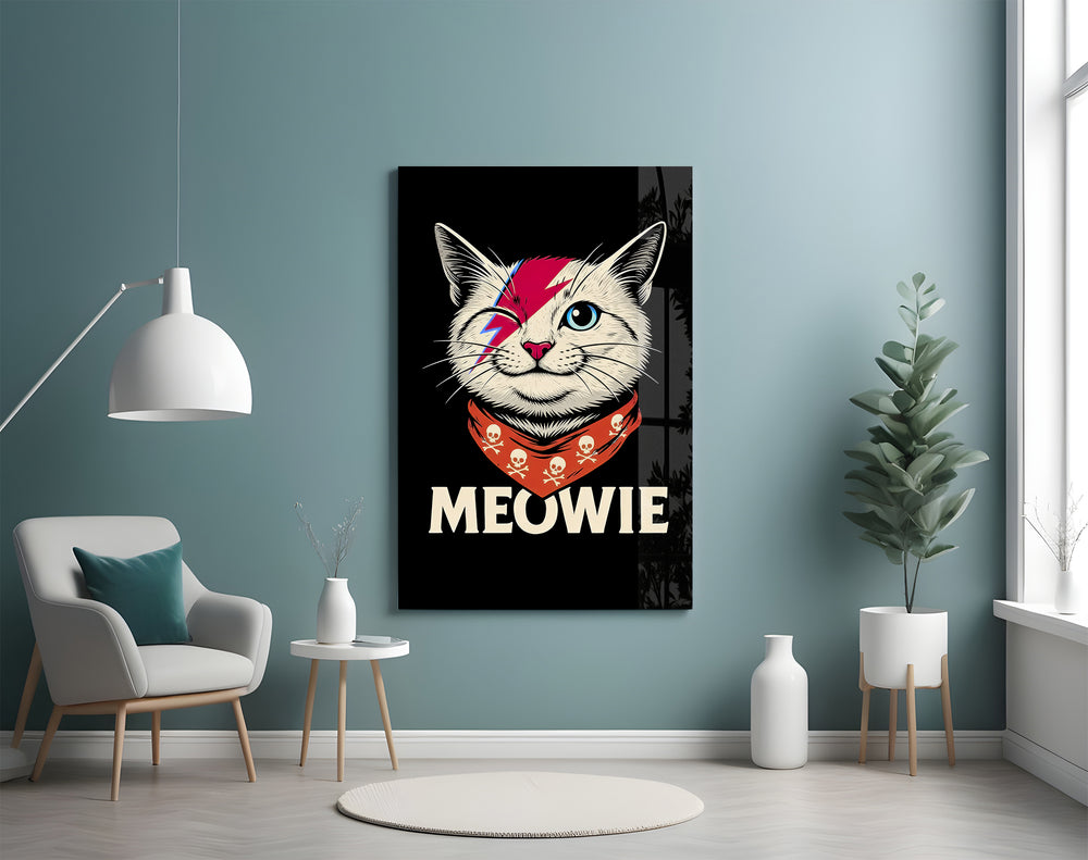 Meowie Bowie artwork styled in a teen's bedroom with rock palette