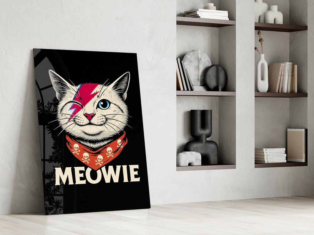 Meowie artwork in a creative office with vintage accents