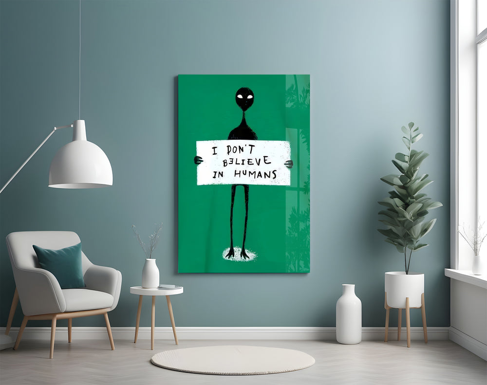 Alien artwork styled in a creative studio interior