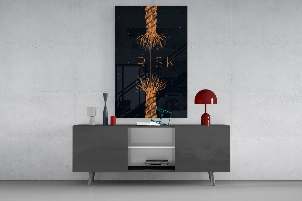 Risk glass wall art catching light to reveal its rope detail