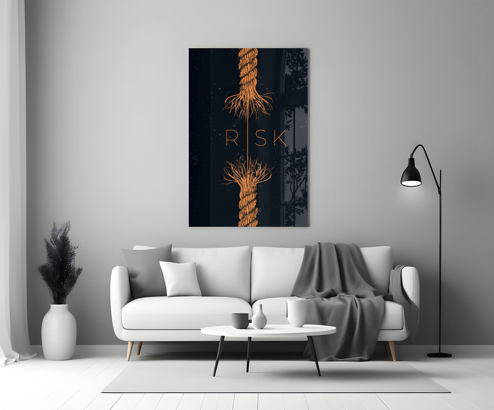 Conceptual glass print bringing motivation to a startup-lounge wall