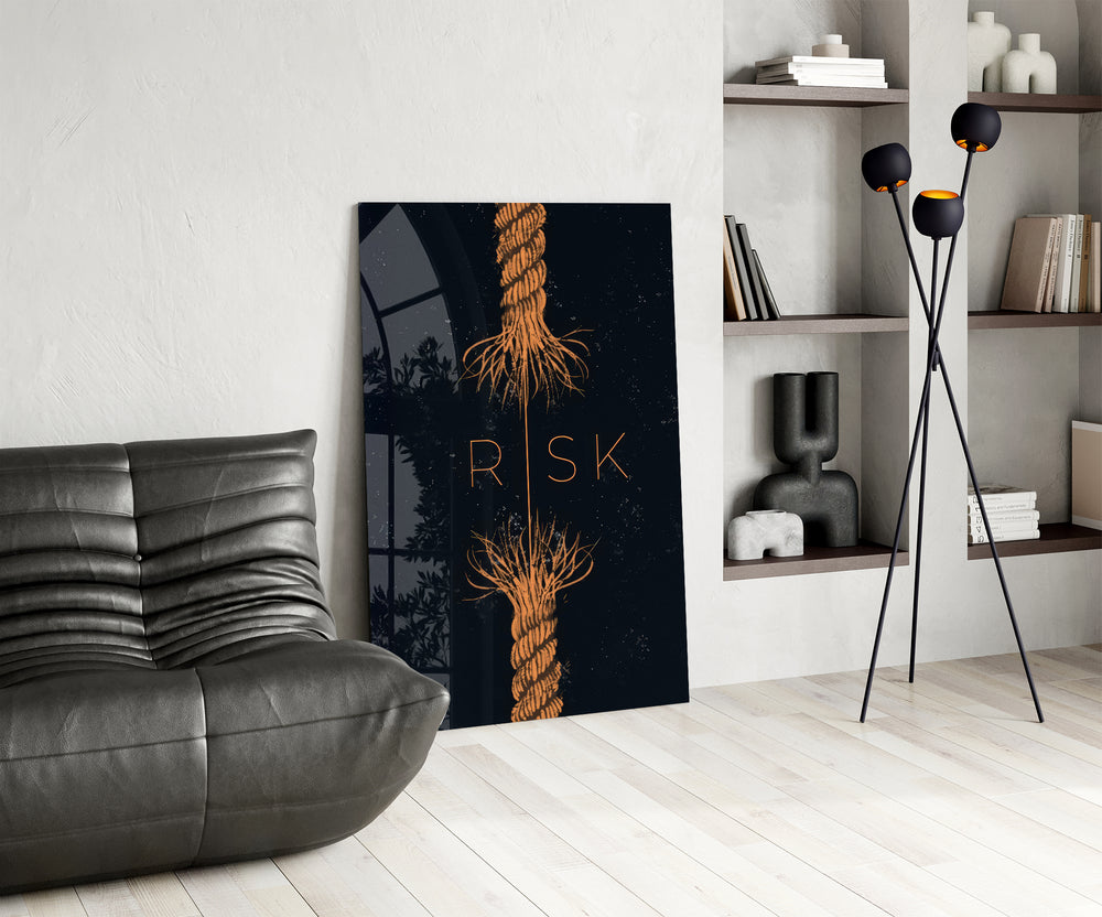 Risk panel against a moody navy-painted accent wall