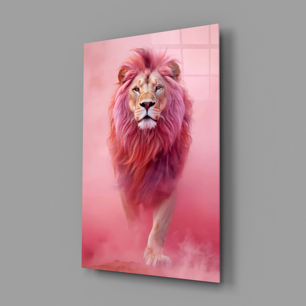 Fashion-fantasy predator panel anchoring a designer's office wall