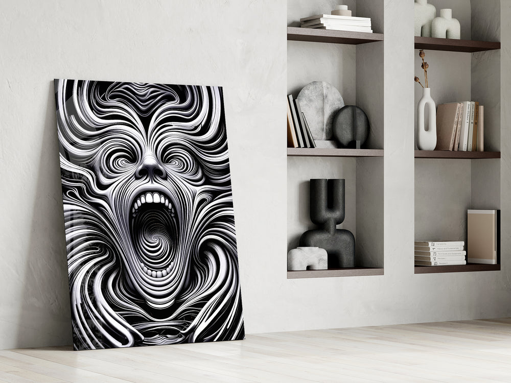 Op-art artwork in a cinema-room accent wall
