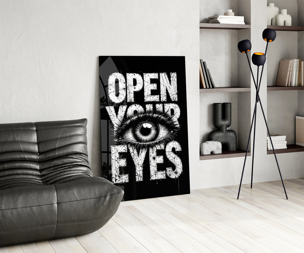 Typography panel against a moody black-painted accent wall