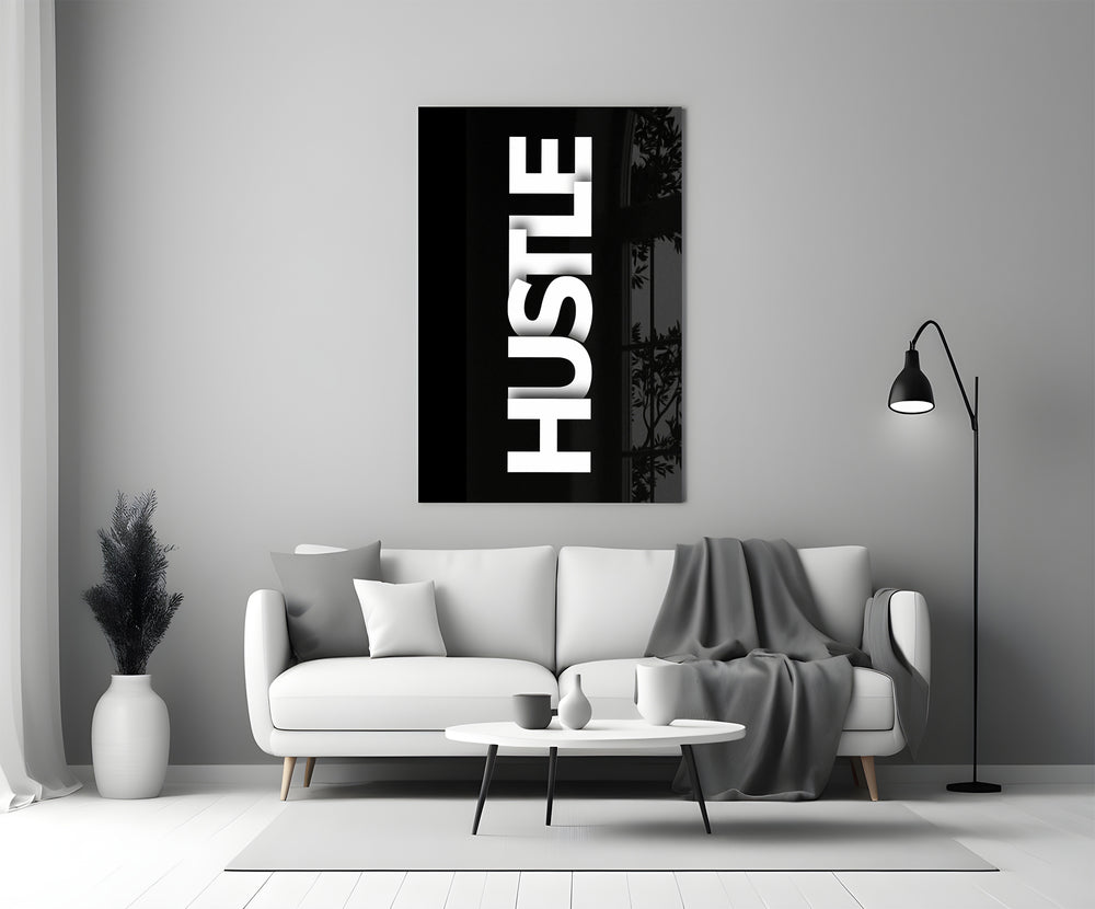 Minimalist glass print bringing motivation to a home gym