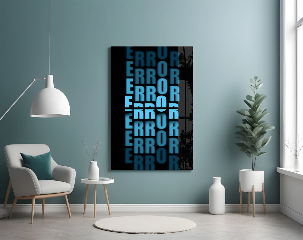 Error artwork styled in a gaming room with low light