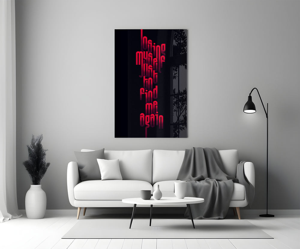 Typography glass print bringing reflective mood to a creative studio
