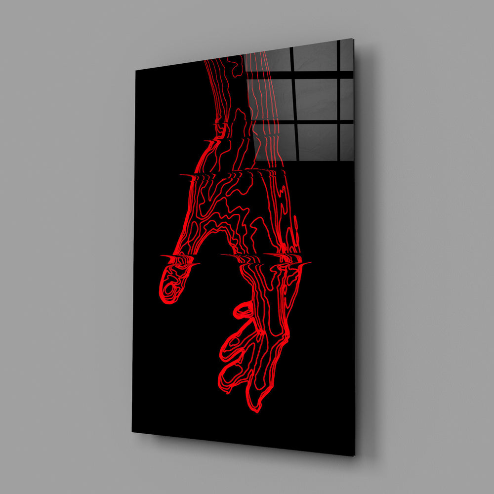 Line-art panel anchoring a designer's office wall