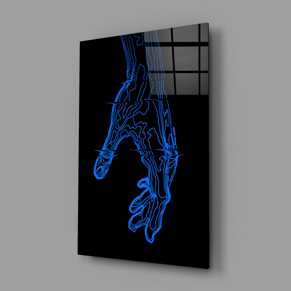 Line-art panel anchoring a designer's office wall