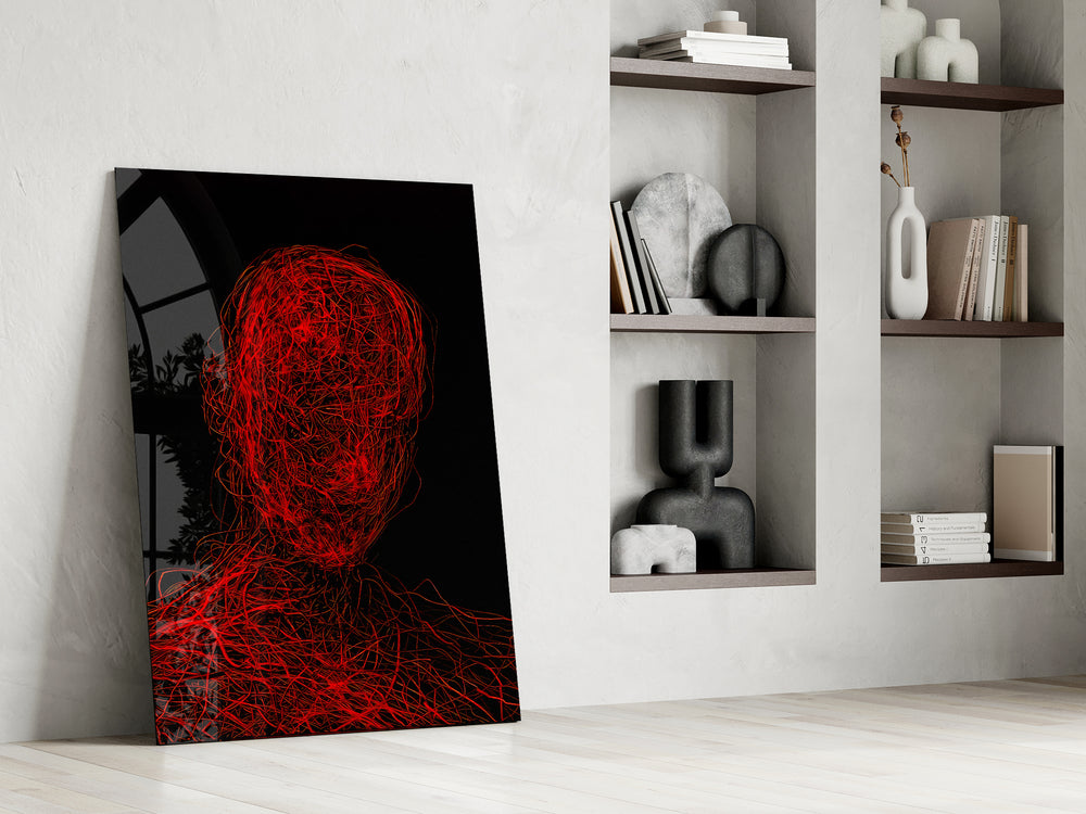 Conceptual portrait artwork in a teen's bedroom with sophisticated palette