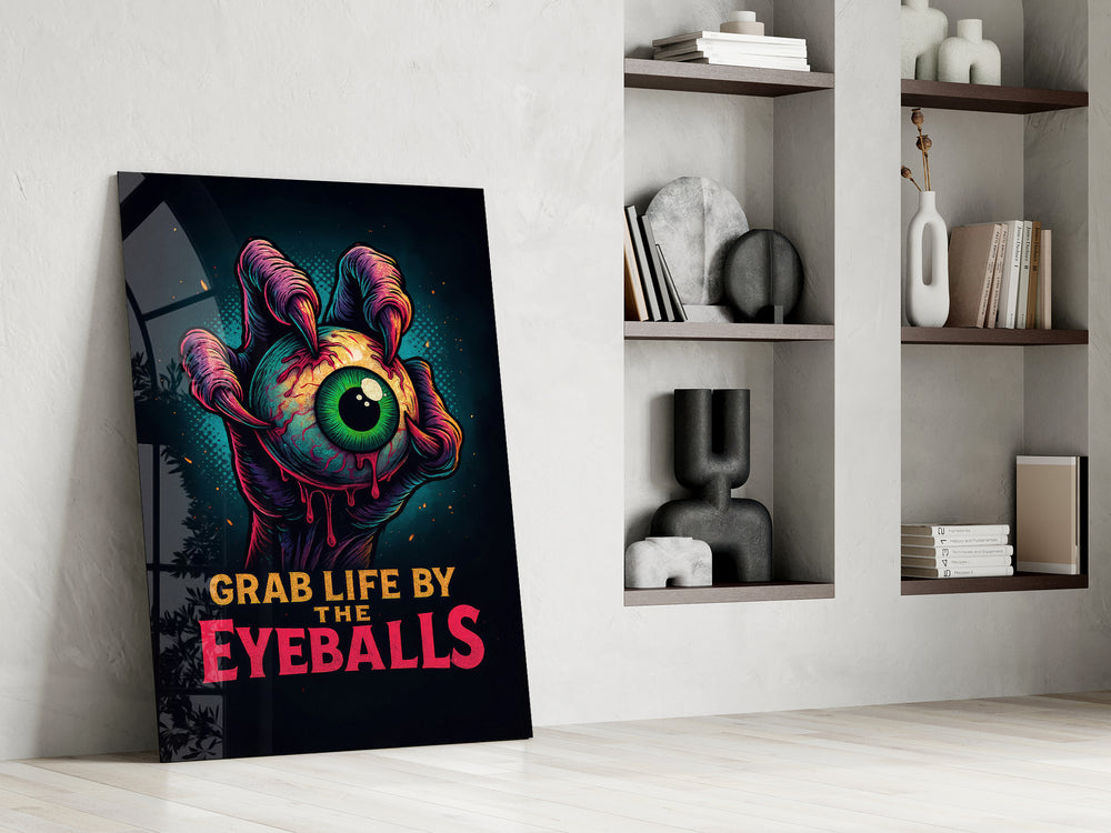 Comic-horror artwork in a man cave with vibrant accents