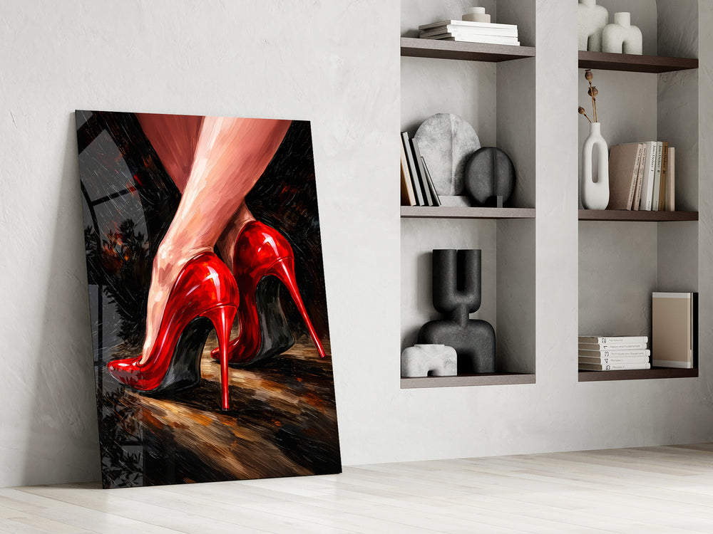 Fashion artwork in a luxe lounge with bold accents