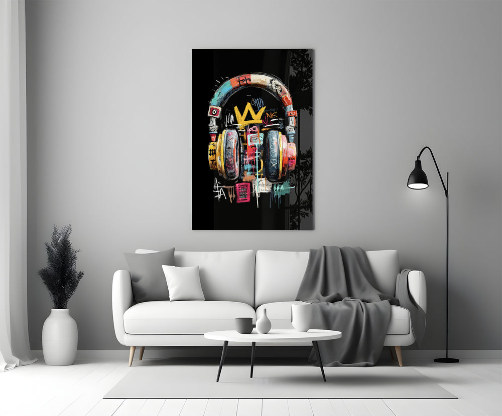 Neo-expressionist glass print bringing edge to a tattoo studio