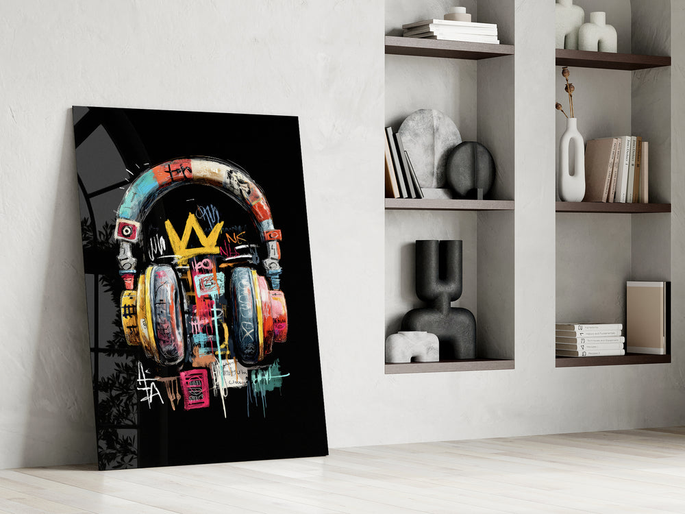 Music-tribute artwork in a designer's office with bold accents