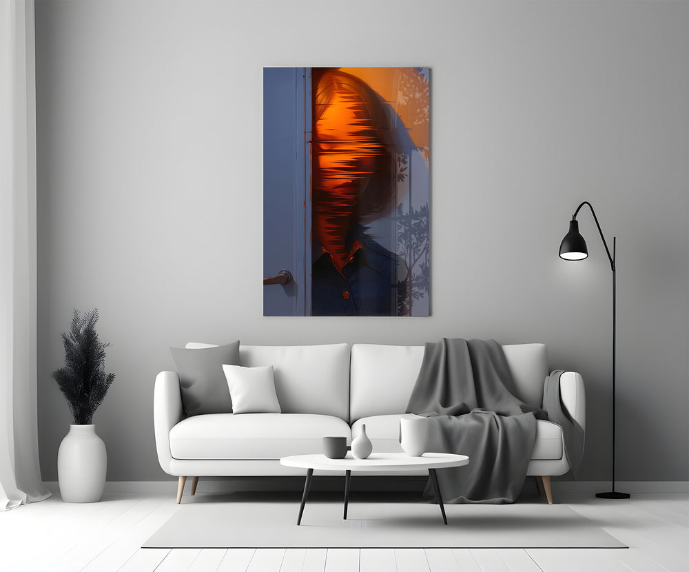 Glitch glass print bringing conceptual edge to a teen's bedroom