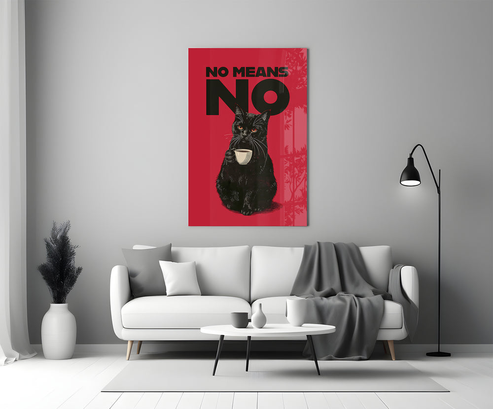 Cat-poster glass print bringing wit to a women's home office