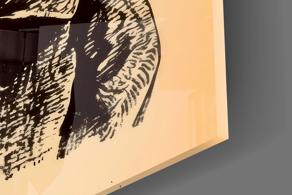 Close-up detail of the engraved trench-coated cat and magnifying glass behind glass