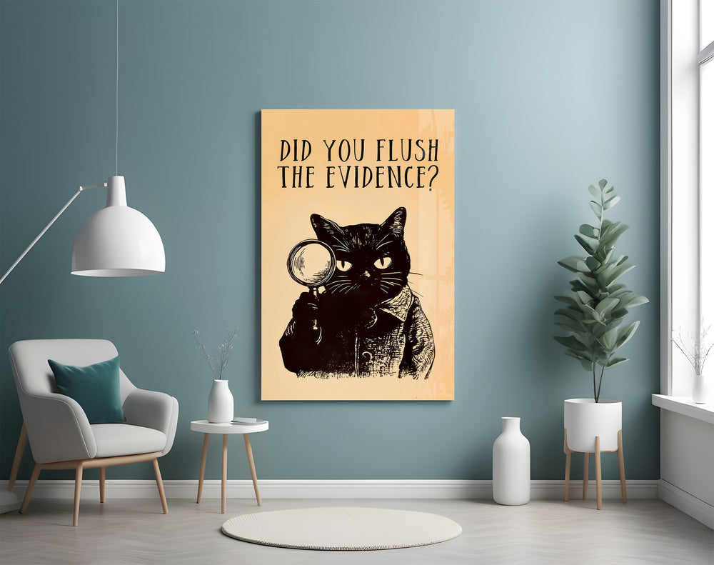Cat detective artwork styled in a teen's bedroom with vintage palette