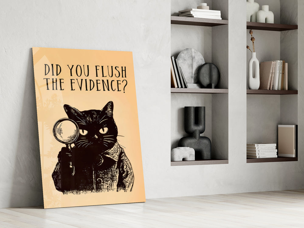 Vintage cat artwork in a study with classic accents
