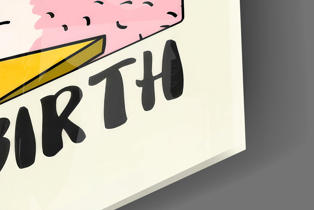 Close-up detail of the pink llama with sunglasses and pearls behind glass
