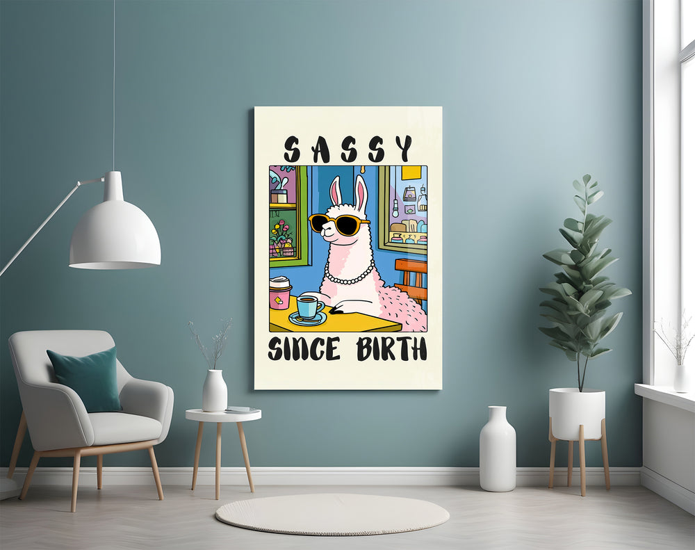 Sassy Since Birth artwork styled in a women's boutique interior