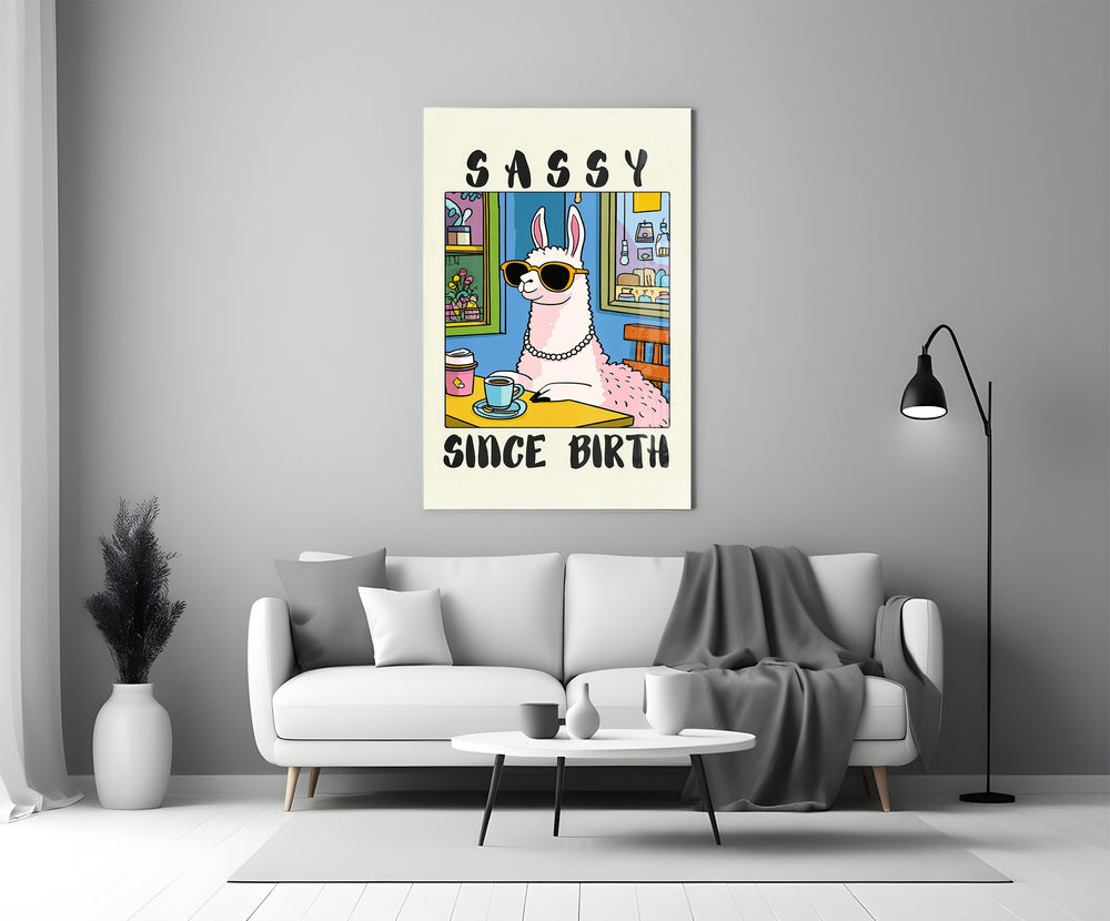 Cartoon glass print bringing attitude to a women's home office