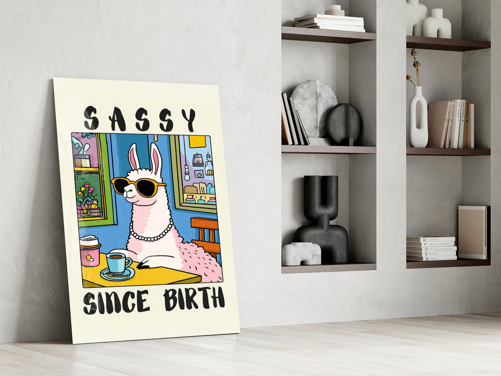 Cartoon humor artwork in a coffee bar with vibrant accents