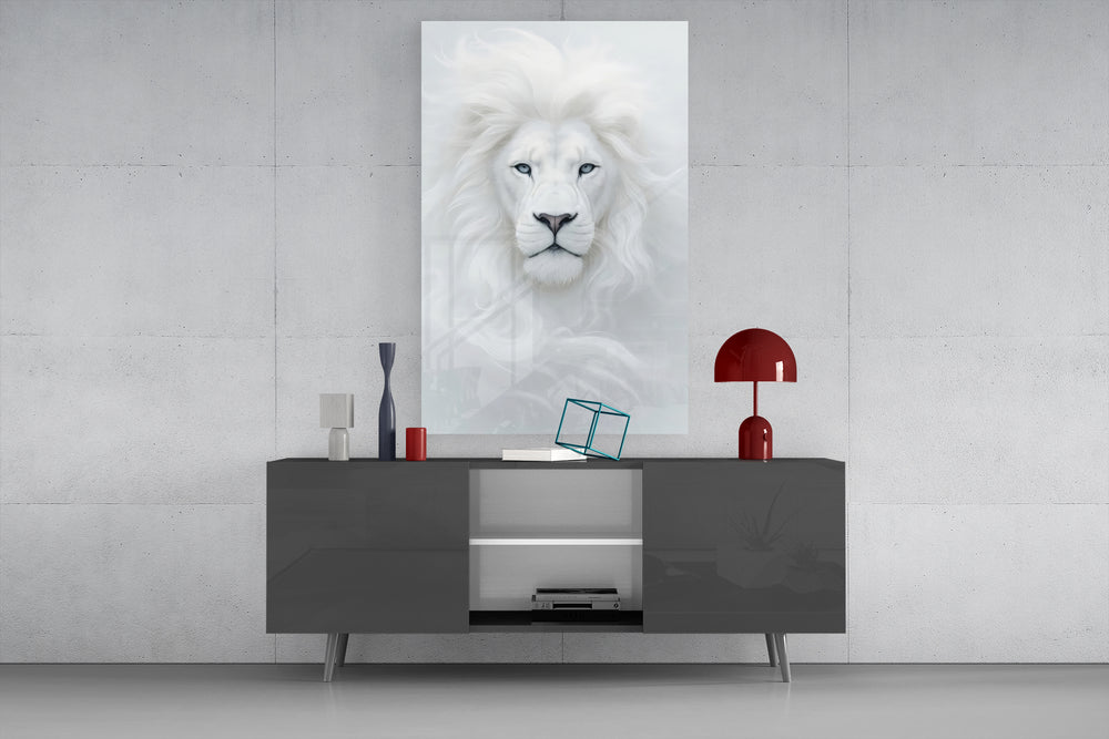 White Lion Glass Wall Art
