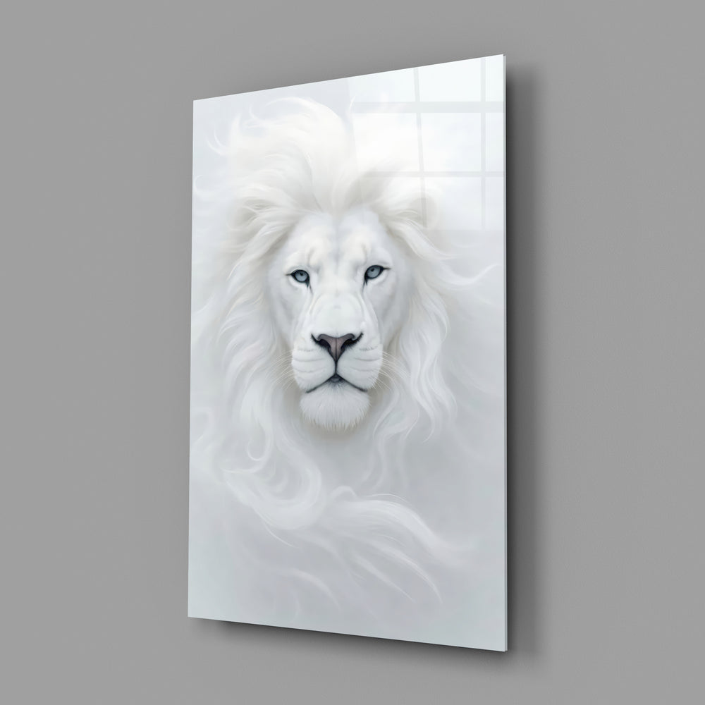 White Lion Glass Wall Art