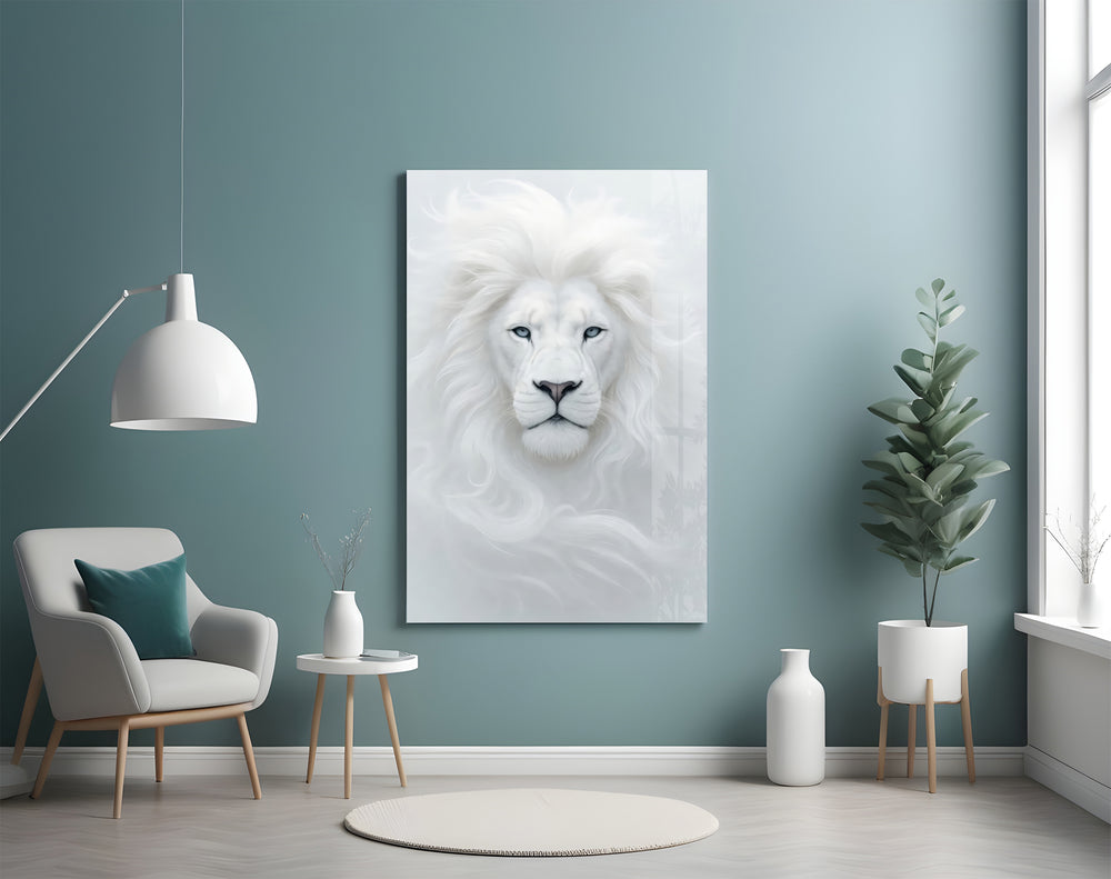 White Lion Glass Wall Art