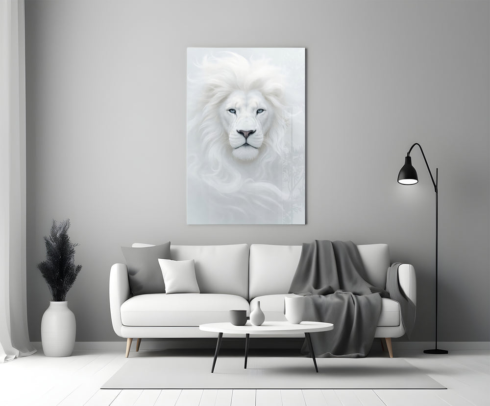 White Lion Glass Wall Art