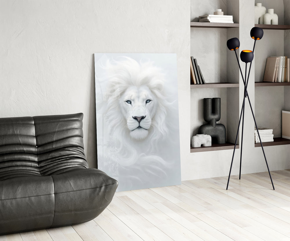 White Lion Glass Wall Art