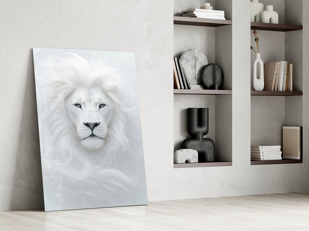 White Lion Glass Wall Art