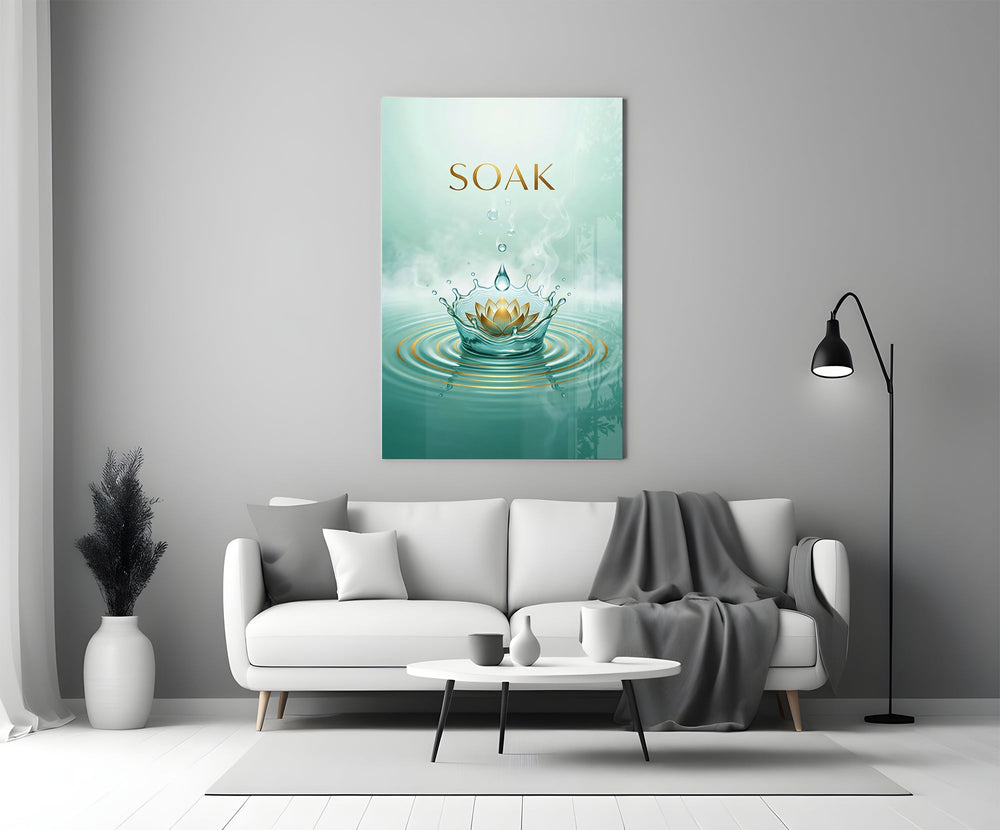 soak golden lotus water crown panel bringing character to a minimalist living room wall