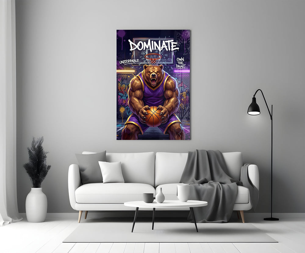 dominate grizzly bear baller panel bringing character to a minimalist living room wall