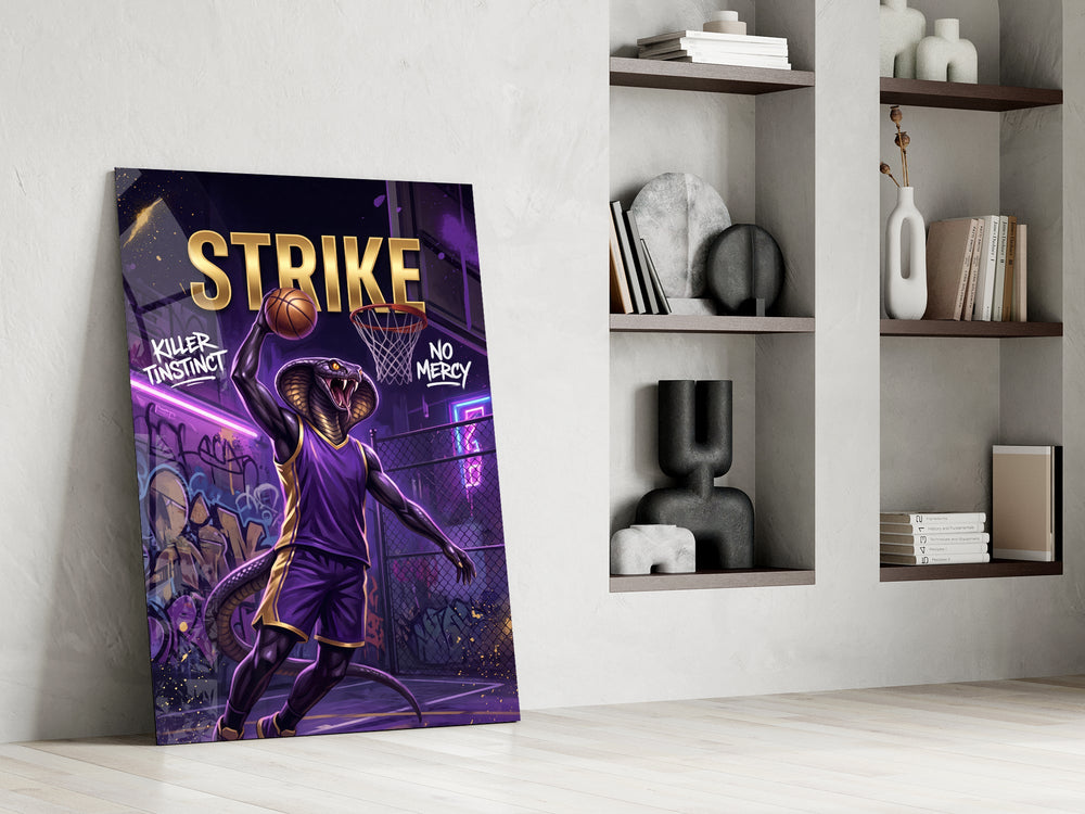 strike cobra baller slam dunk panel resting in a shelving niche in a modern interior
