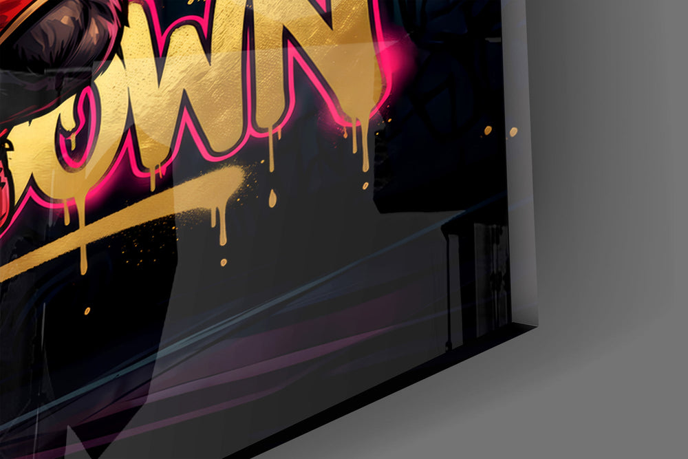 Close-up detail of the gorilla's fist wrapped over the rim mid-throwdown on the glass surface