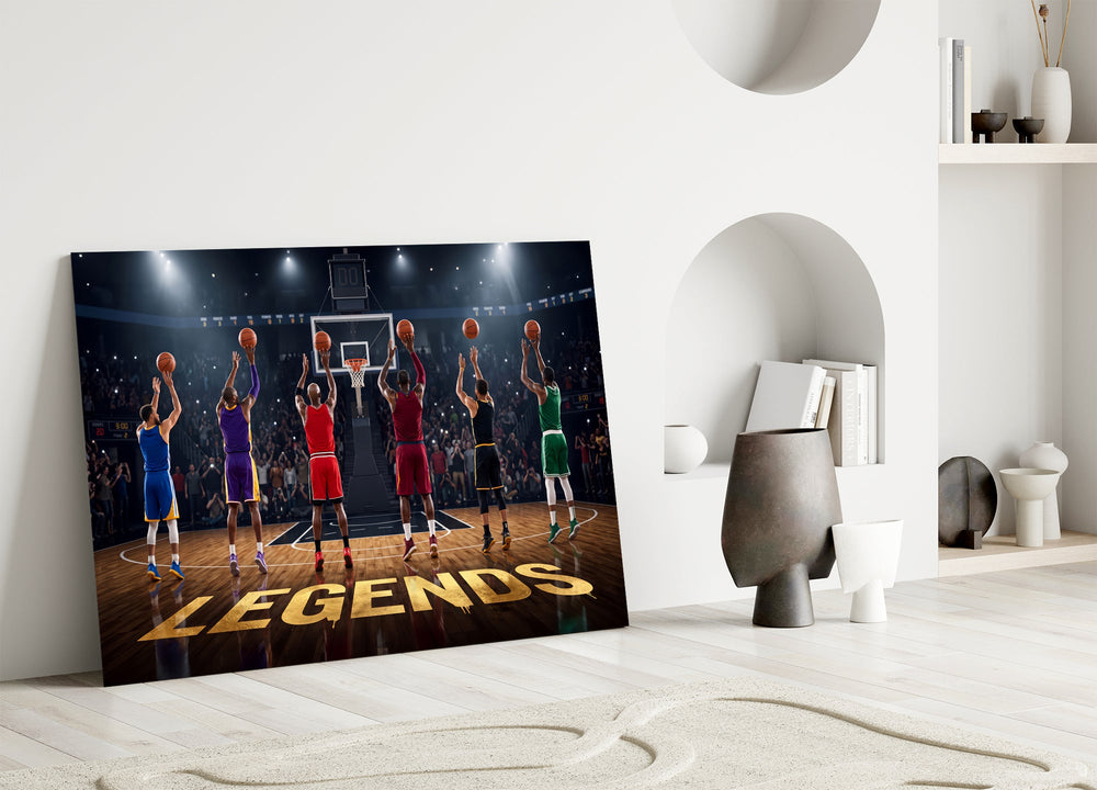 legends basketball free throw lineup panel bringing character to a minimalist living room wall