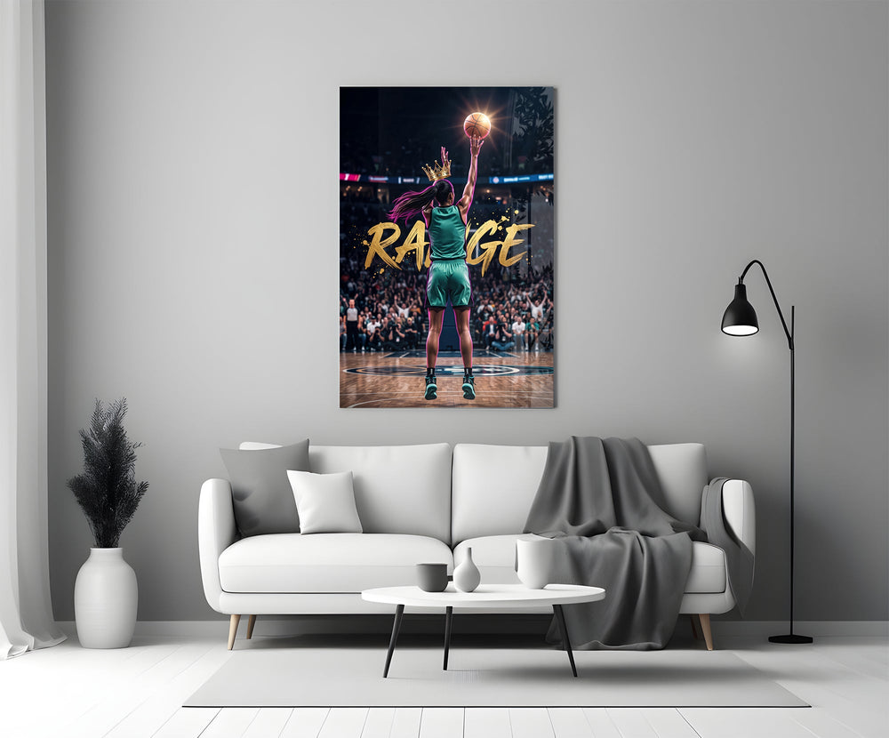 range crowned woman basketball baller panel bringing character to a minimalist living room wall