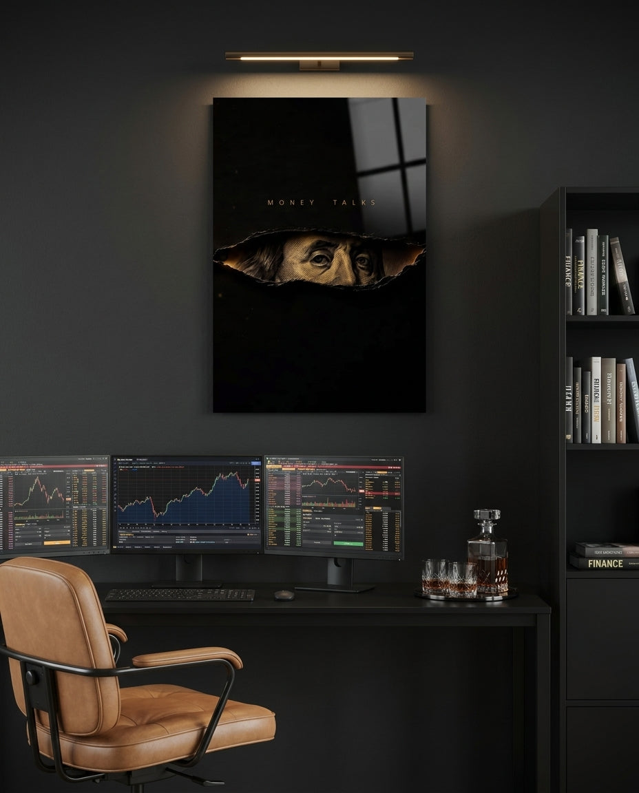 Money Talks Torn Dollar Bill Eyes Glass Wall Art