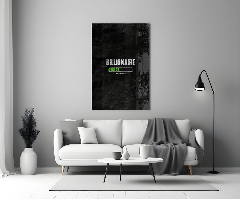 billionaire loading progress bar panel bringing character to a minimalist living room wall