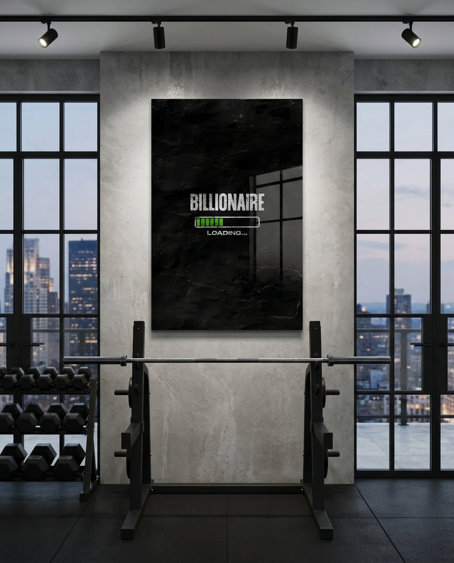 Billionaire Loading Green Bar Glass Wall Art