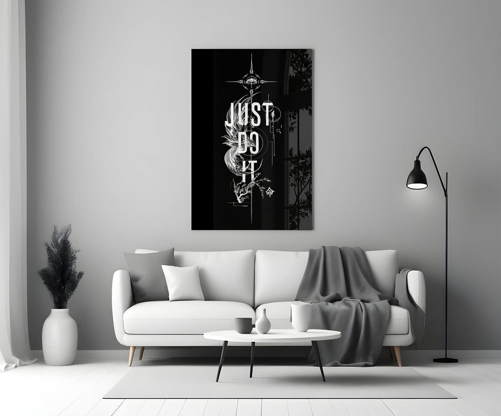 phoenix bold motivational typography panel bringing character to a minimalist living room wall