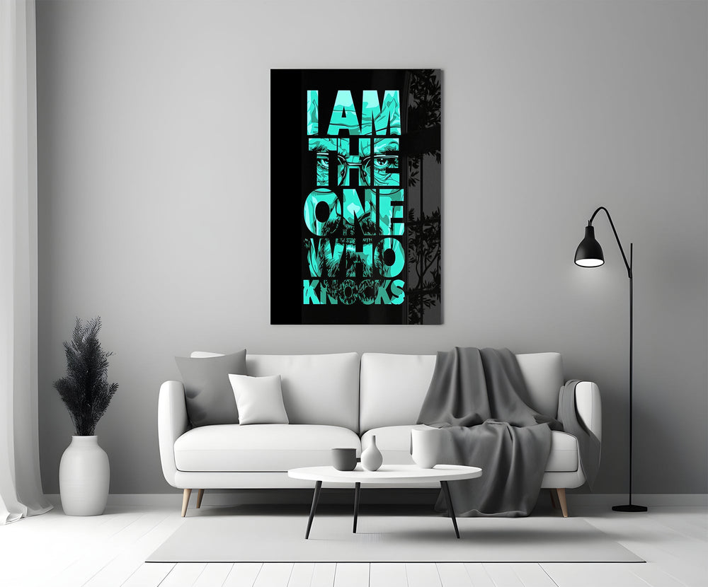 turquoise word stack hiding a face panel bringing character to a minimalist living room wall