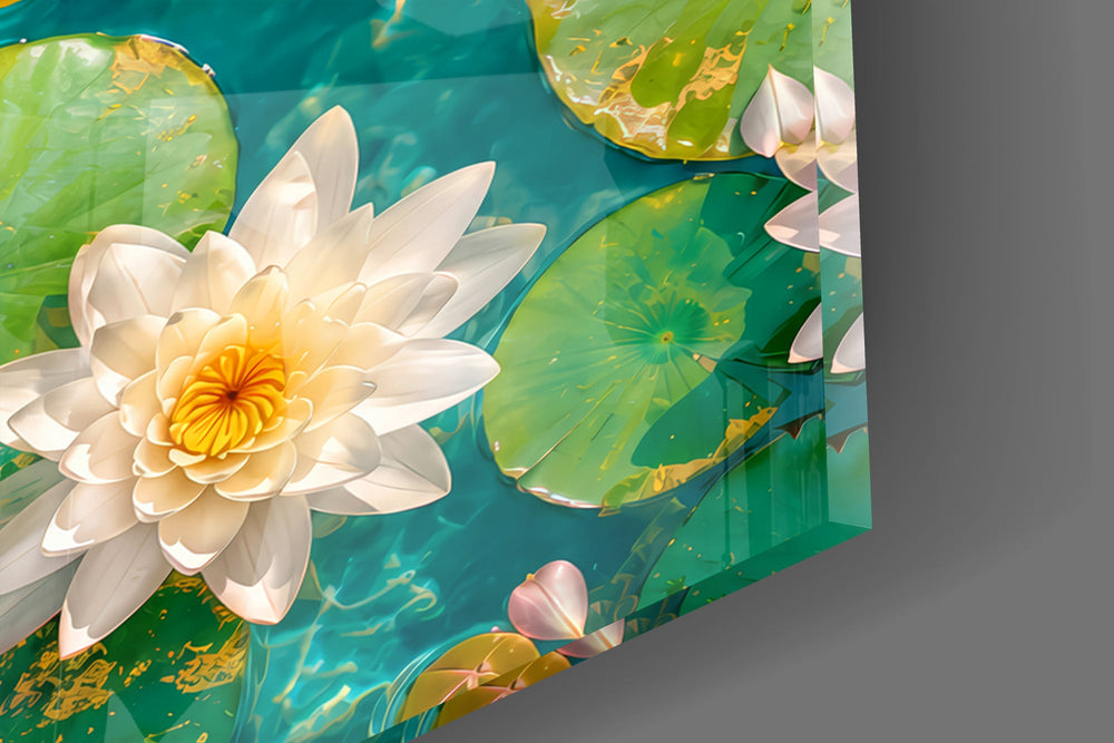 Close-up detail of the ripple rings spreading across the clear turquoise surface on the glass surface