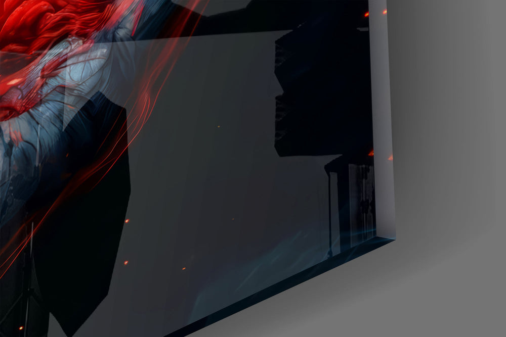 Close-up detail of the wax running over the fingers and the coiling smoke above the flame on the glass surface