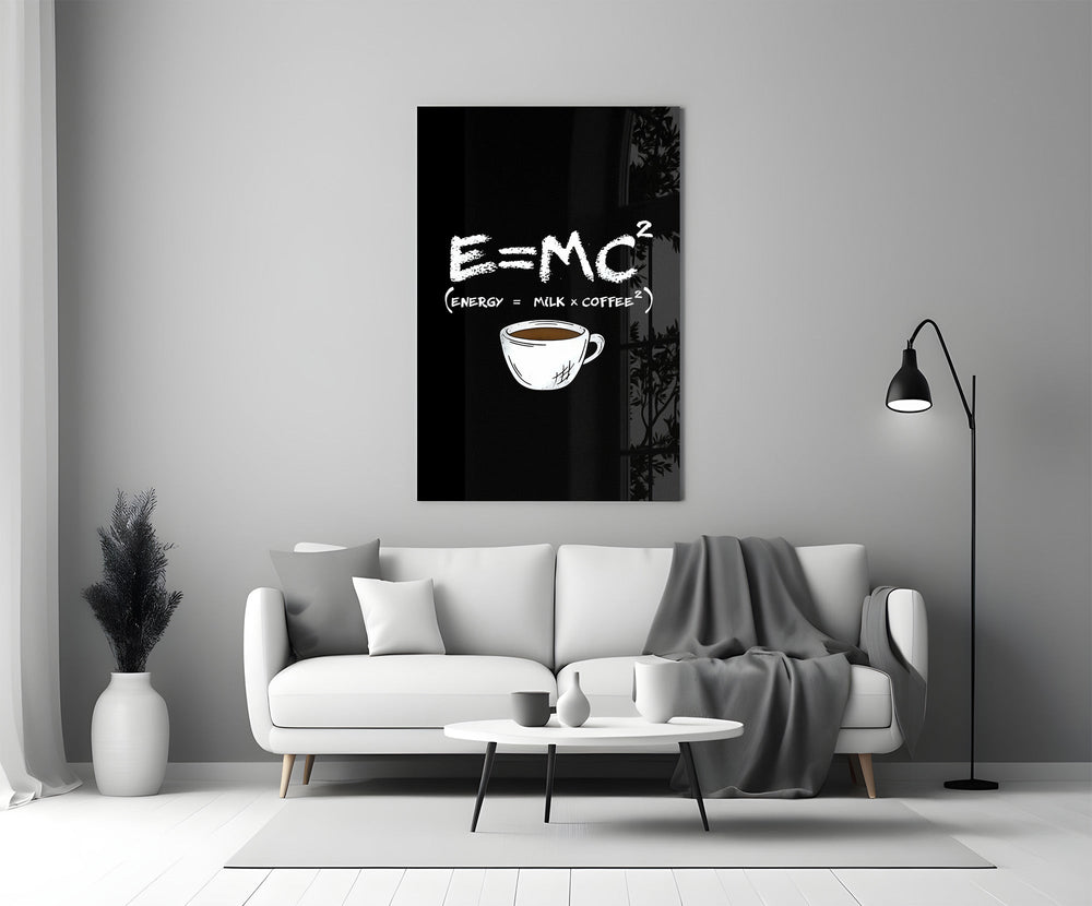 coffee energy formula humor panel bringing character to a minimalist living room wall